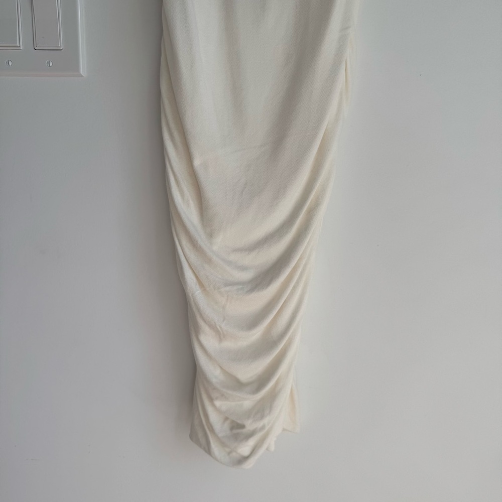 Naked Wardrobe Baby Mama White Ruched Mini Dress Women’s size M2 or Small NEW - Picture 5 of 9